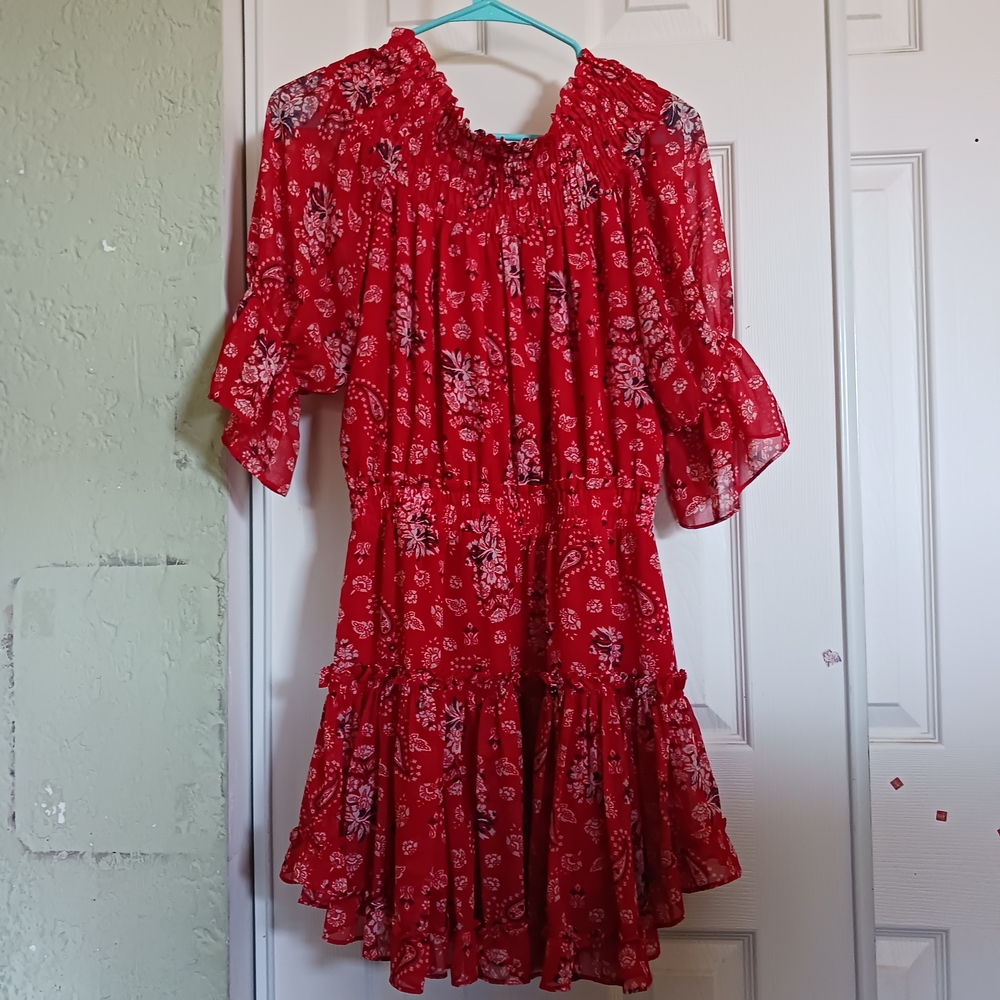 Misa  Los Angeles Women Dress Darla red  Floral paisley SZM Great Conditions